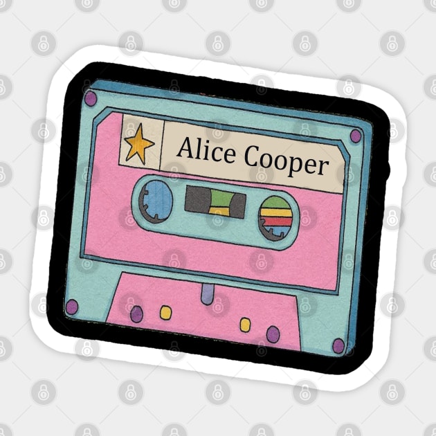 Vintage Cassette Tape Alice Cooper Sticker by Beban Idup